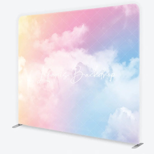 Lofaris Soft Pastel Gradient Sky Clouds Square Double-Sided Backdrop Dreamy Photography Background for Baby Shower Party