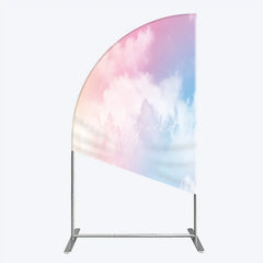 Lofaris Soft Pastel Gradient Sky with Fluffy Clouds Half Moon Arch Backdrop Dreamy Pink Blue Photography Background