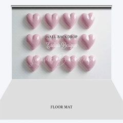 Lofaris Soft Pink 3D Hearts Grid Pattern Combo Set Backdrop Romantic Valentine’s Day Decor