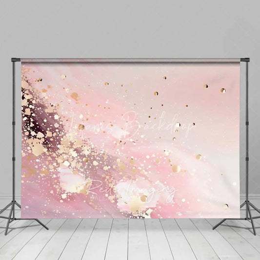 Lofaris Soft Pink Fluid Waves and Gold Confetti Backdrop Abstract Photography Background Elegant Party Decor