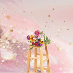 Lofaris Soft Pink Fluid Waves and Gold Confetti Backdrop Abstract Photography Background Elegant Party Decor