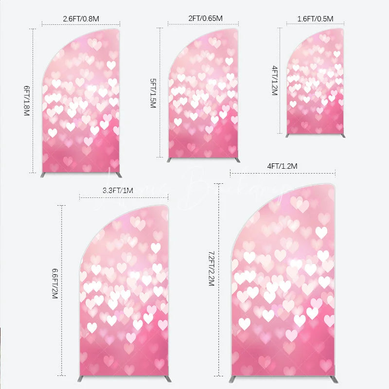 Lofaris Soft Pink Gradient Heart Bokeh Half Moon Arch Backdrop Romantic Valentine’s Day and Baby Shower Decor