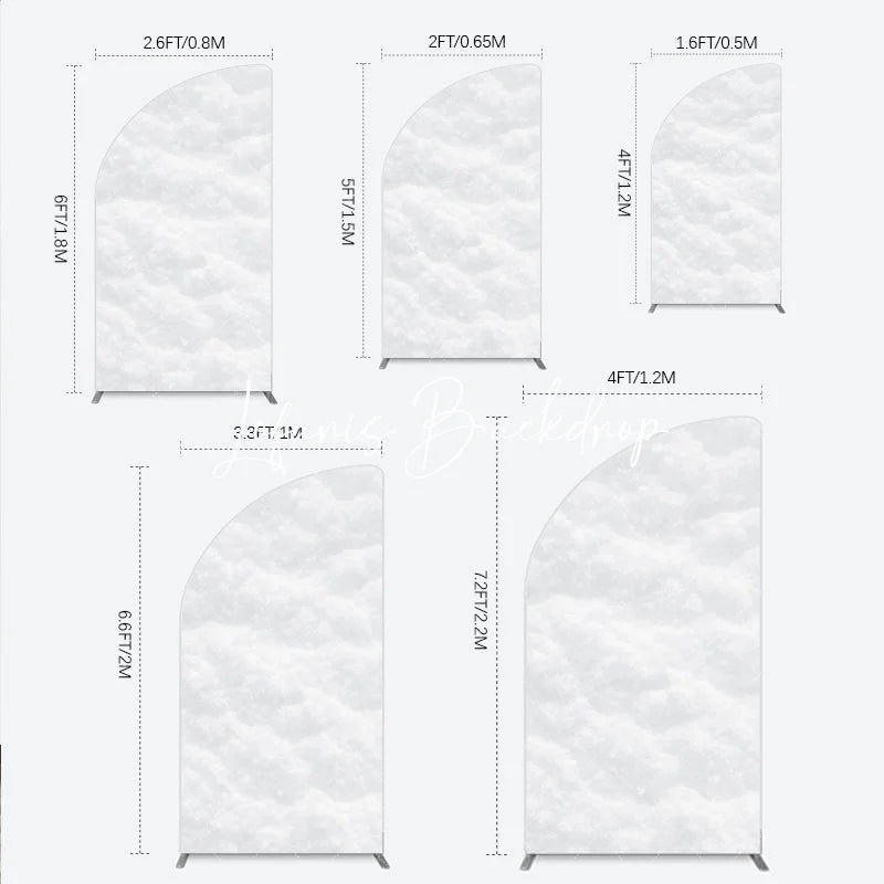 Lofaris Soft White Textured Snow Fluffy Half Moon Arch Backdrop Elegant Winter Wonderland Holiday Party Decor