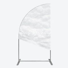 Lofaris Soft White Textured Snow Fluffy Half Moon Arch Backdrop Elegant Winter Wonderland Holiday Party Decor