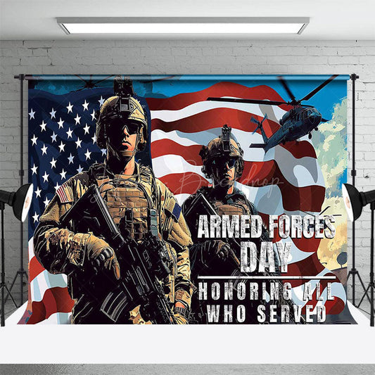 Lofaris Soldier Usa Flag National Armed Forces Day Backdrop