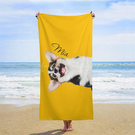 Lofaris Solid Color Custom Pet Photo Beach Towel For Summer