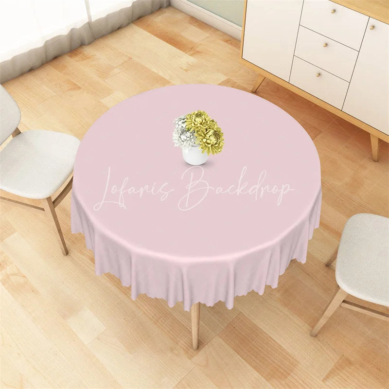 Lofaris Solid Pink Round Tablecloth Simple Pastel Color Polyester Table Cover for Wedding Party