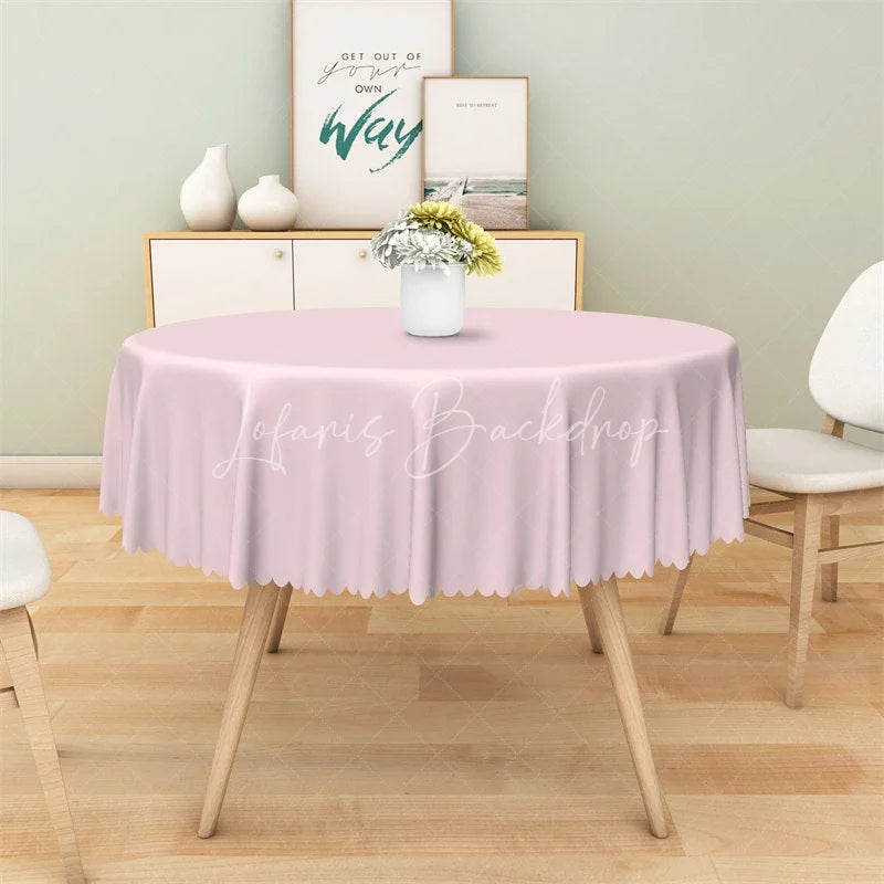 Lofaris Solid Pink Round Tablecloth Simple Pastel Color Polyester Table Cover for Wedding Party