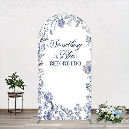 Lofaris Something Blue Before I Do Arch Backdrop for Bridal Shower and Bachelorette Elegant Floral Party Decor