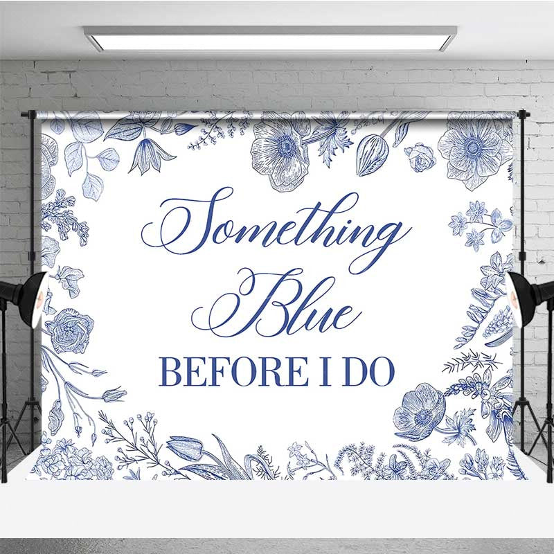 Lofaris Something Blue Before I Do Bridal Shower Elegant Floral Sketch Banner Classic Wedding Bachelorette Party