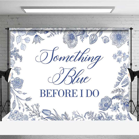 Lofaris Something Blue Before I Do Bridal Shower Elegant Floral Sketch Banner Classic Wedding Bachelorette Party