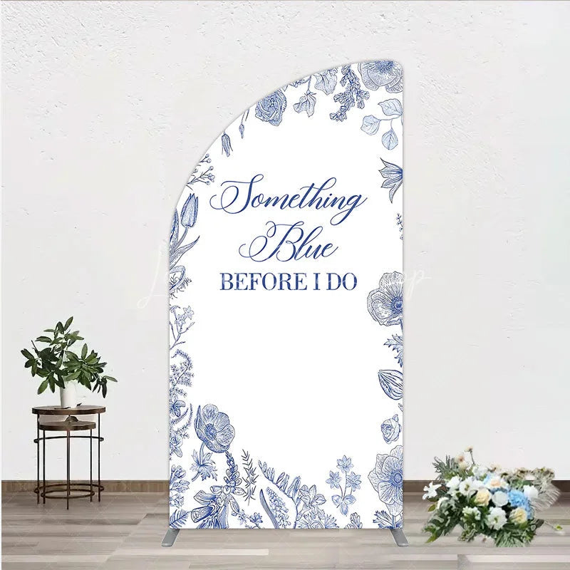 Lofaris Something Blue Before I Do Half Moon Arch Backdrop for Bridal Shower and Bachelorette Elegant Floral Party Decor