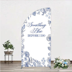 Lofaris Something Blue Before I Do Half Moon Arch Backdrop for Bridal Shower and Bachelorette Elegant Floral Party Decor