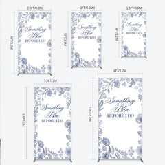 Lofaris Something Blue Before I Do Rectangle Backdrop for Bridal Shower and Bachelorette Elegant Floral Party Decor