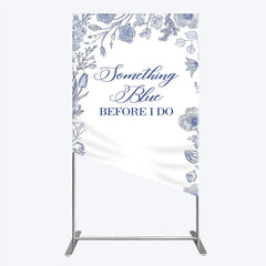 Lofaris Something Blue Before I Do Rectangle Backdrop for Bridal Shower and Bachelorette Elegant Floral Party Decor