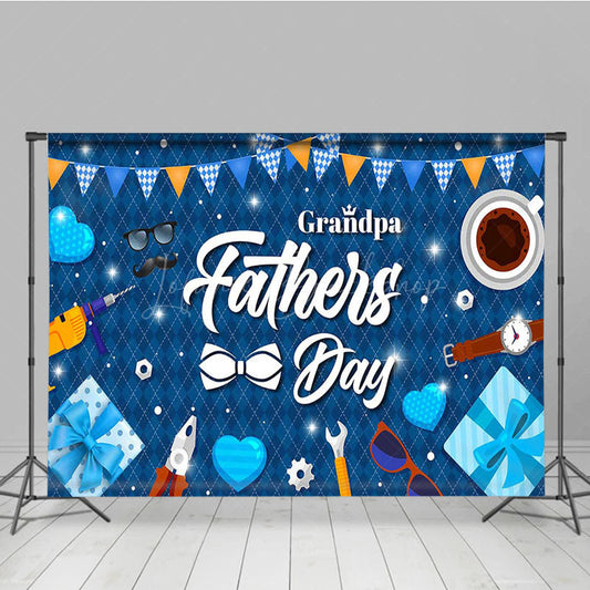 Lofaris Sparkle Elegant Blue Grandpa Fathers Day Backdrop