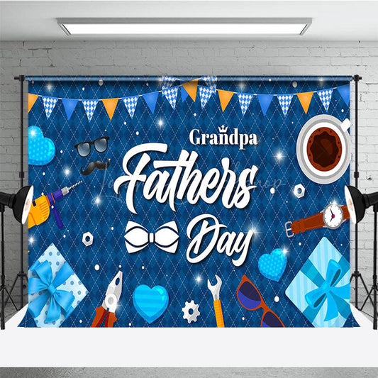 Lofaris Sparkle Elegant Blue Grandpa Fathers Day Backdrop