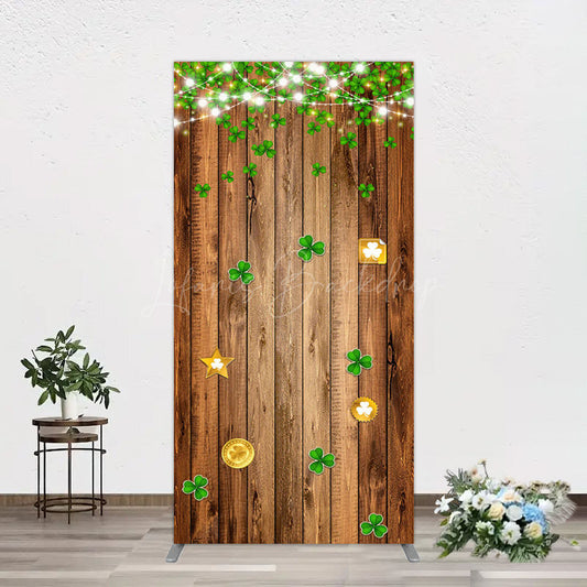 Lofaris Sparkle Light Clover Wooden St Patrick Rectangle Backdrop