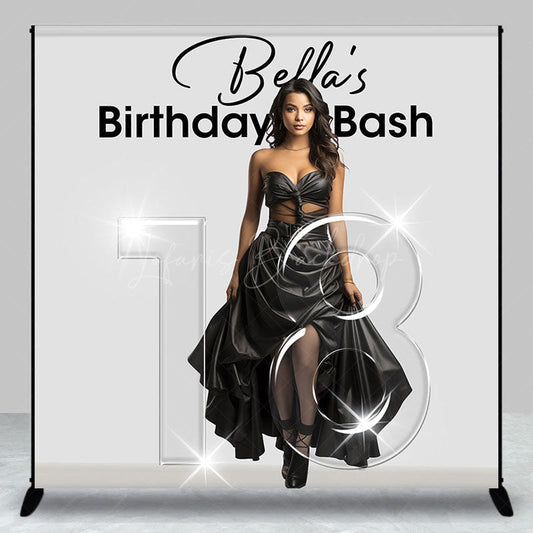 Lofaris Sparkle Transparent 18 Custom Photo Birthday Backdrop