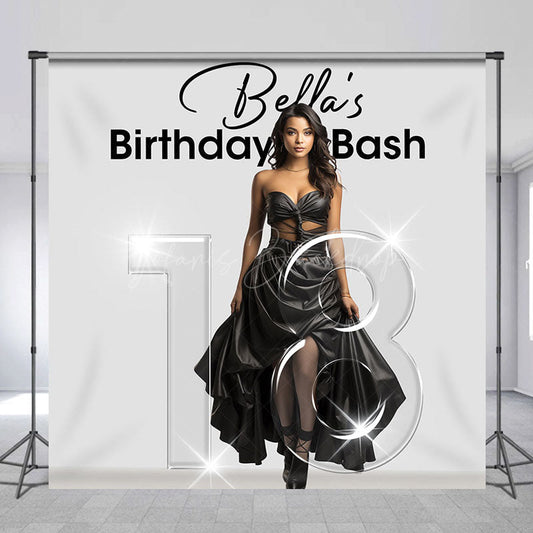 Lofaris Sparkle Transparent 18 Custom Photo Birthday Backdrop