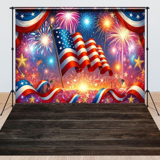 Lofaris Sparkle Usa Flag Independence Day Combo Set Backdrop