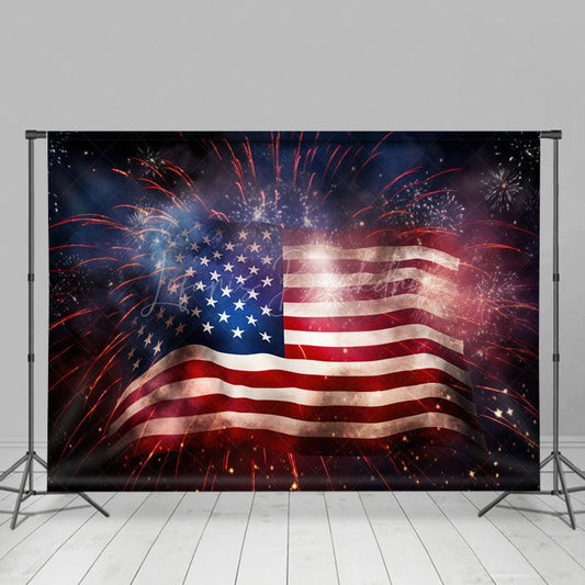 Lofaris Sparkle Usa Flag Independence Day Photo Backdrop
