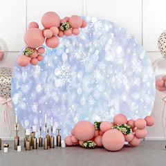 Lofaris Sparkling Blue and Purple Snowflake Bokeh Glitter Round Backdrop Winter Wonderland Party Decor