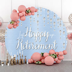 Lofaris Sparkling Diamond Light Blue Happy Retirement Round Backdrop Elegant Celebration Party Decor for Adults.