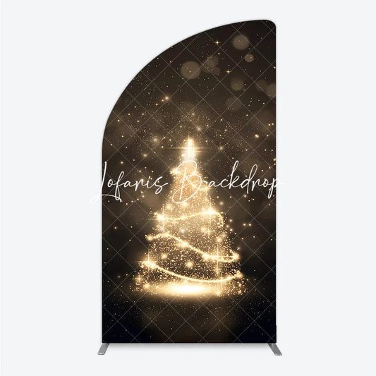Lofaris Sparkling Golden Glitter Christmas Tree Half Moon Arch Backdrop Elegant Holiday Party Photography Decor