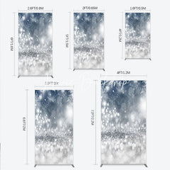 Lofaris Sparkling Silver Blue Snowflake Glitter Rectangle Arch Backdrop Elegant Winter Christmas Party Decor