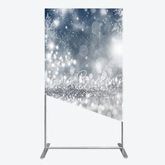 Lofaris Sparkling Silver Blue Snowflake Glitter Rectangle Arch Backdrop Elegant Winter Christmas Party Decor
