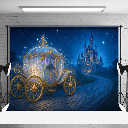 Lofaris Sparkly Princess Carriage Photography Backdrop Fairytale Castle on a Starry Night Cinderella Inspired Birthday