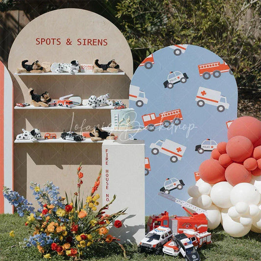 Lofaris Special Vehicle Cartoon Sweet Birthday Arch Backdrop