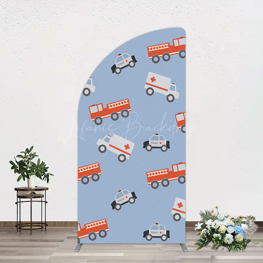 Lofaris Special Vehicle Cartoon Sweet Birthday Half Moon Arch Backdrop
