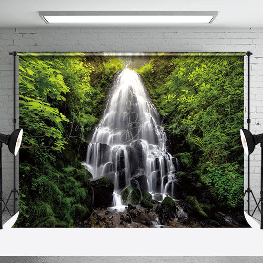 Lofaris Spectacular Waterfall Luxuriant Greenery Backdrop