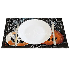 Lofaris Spiderweb and Jack-O’-Lantern Halloween Set of 4 Placemats for Spooky Holiday Party Dining Decor