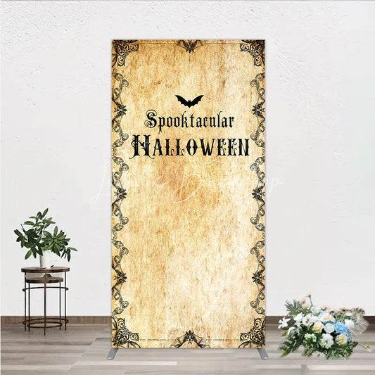 Lofaris Spooktacular Halloween Rectangle Backdrop Vintage Gothic Border with Bats Old Parchment Paper Themed Party Decor