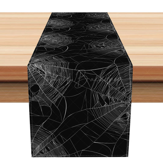 Lofaris Spooky Black Spider Web Halloween Table Runner Gothic Dining Decor Haunted House or a Scary Movie Night Party