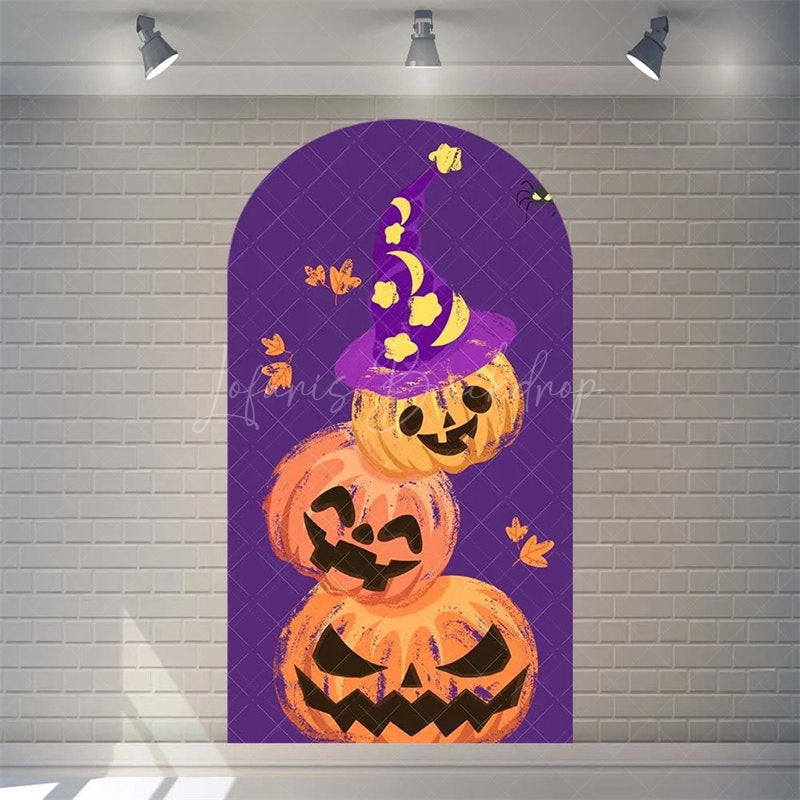 Lofaris Spooky Castle Halloween Arch Backdrop Haunted Party Decor with Bat Spider Web Happy Photo Prop for Indoor Outdoor