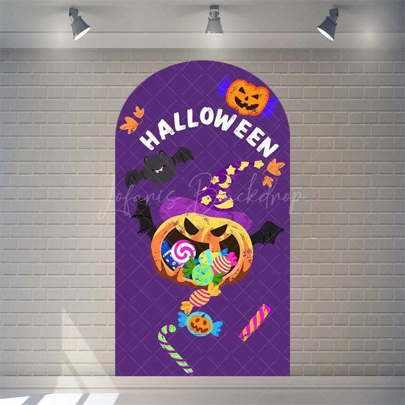 Lofaris Spooky Castle Halloween Arch Backdrop Haunted Party Decor with Bat Spider Web Happy Photo Prop for Indoor Outdoor