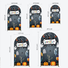Lofaris Spooky Halloween Birthday Arch Backdrop Cute Ghost Skeleton and Pumpkin A Little Boo is Due Party Decor