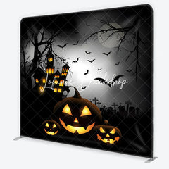 Lofaris Spooky Halloween Haunted House Square Double-Sided Backdrop Jack-o’-Lanterns Night Party Decor