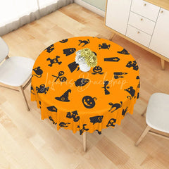 Lofaris Spooky Halloween Round Tablecloth with Ghosts and Jack-O’-Lanterns for Haunted Party Decorations