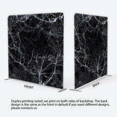 Lofaris Spooky White Spider Web and Cobweb Square Double-Sided Backdrop Eerie Black Background for Halloween Party