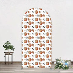 Lofaris Sports Balls Pattern Birthday Arch Backdrop Basketball Football and Soccer All Star Party Background