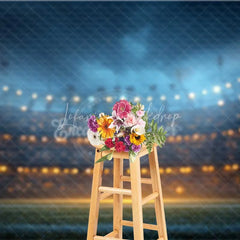 Lofaris Sports Field Night Sky Backdrop Festive String Lights Bokeh Photography Background Game Party Decoration