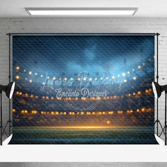 Lofaris Sports Field Night Sky Backdrop Festive String Lights Bokeh Photography Background Game Party Decoration