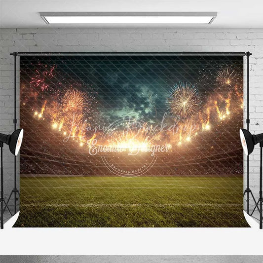 Lofaris Sports Stadium Celebration Backdrop Green Field Light Show Photography Background for Game Day Event