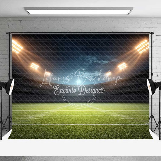 Lofaris Sports Stadium Football Field Backdrop Night Game Photography Green Grass Floodlights for Party Decor