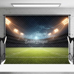 Lofaris Sports Stadium Football Field Backdrop Night Game Photography Green Grass Floodlights for Party Decor